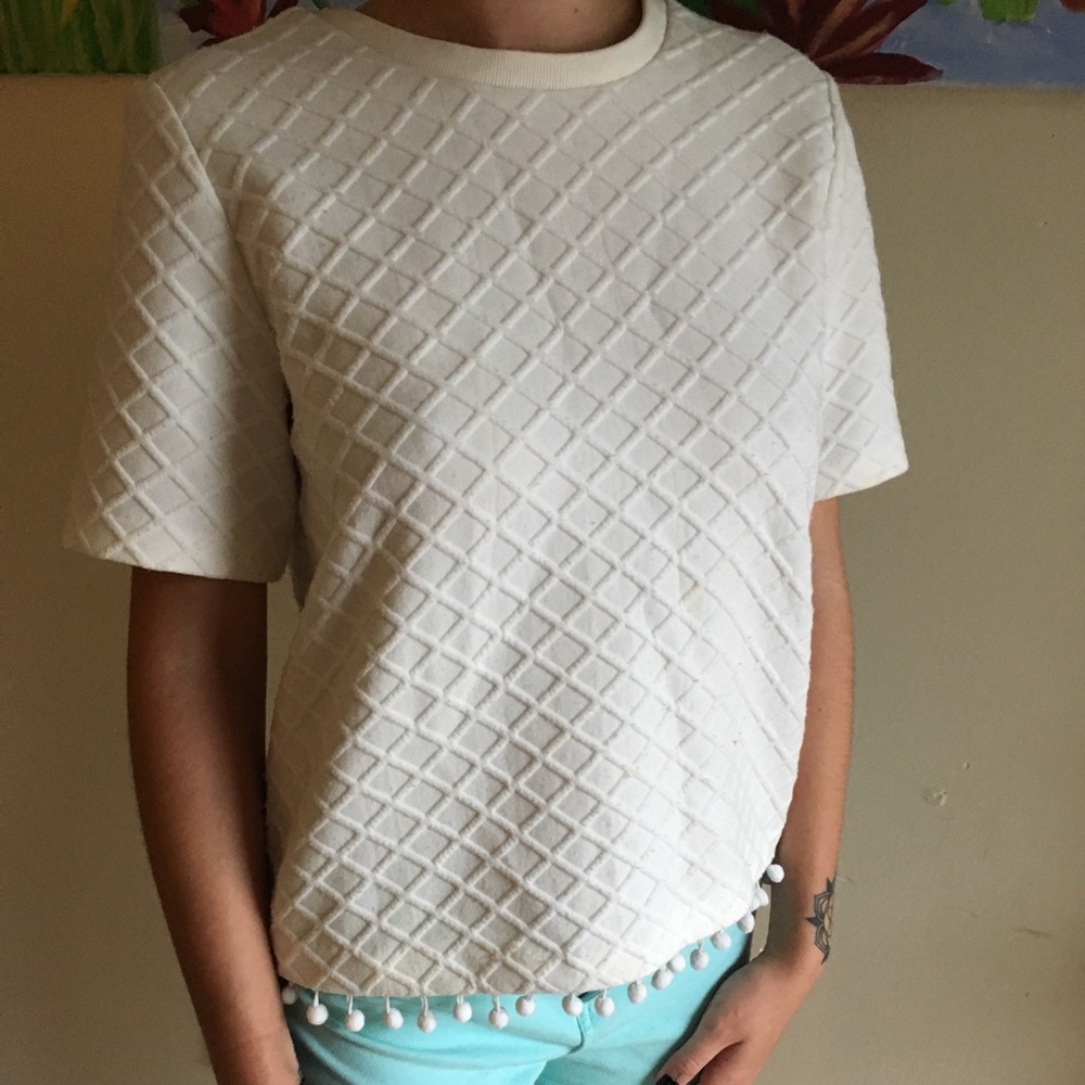 White cotton Pom Pom top